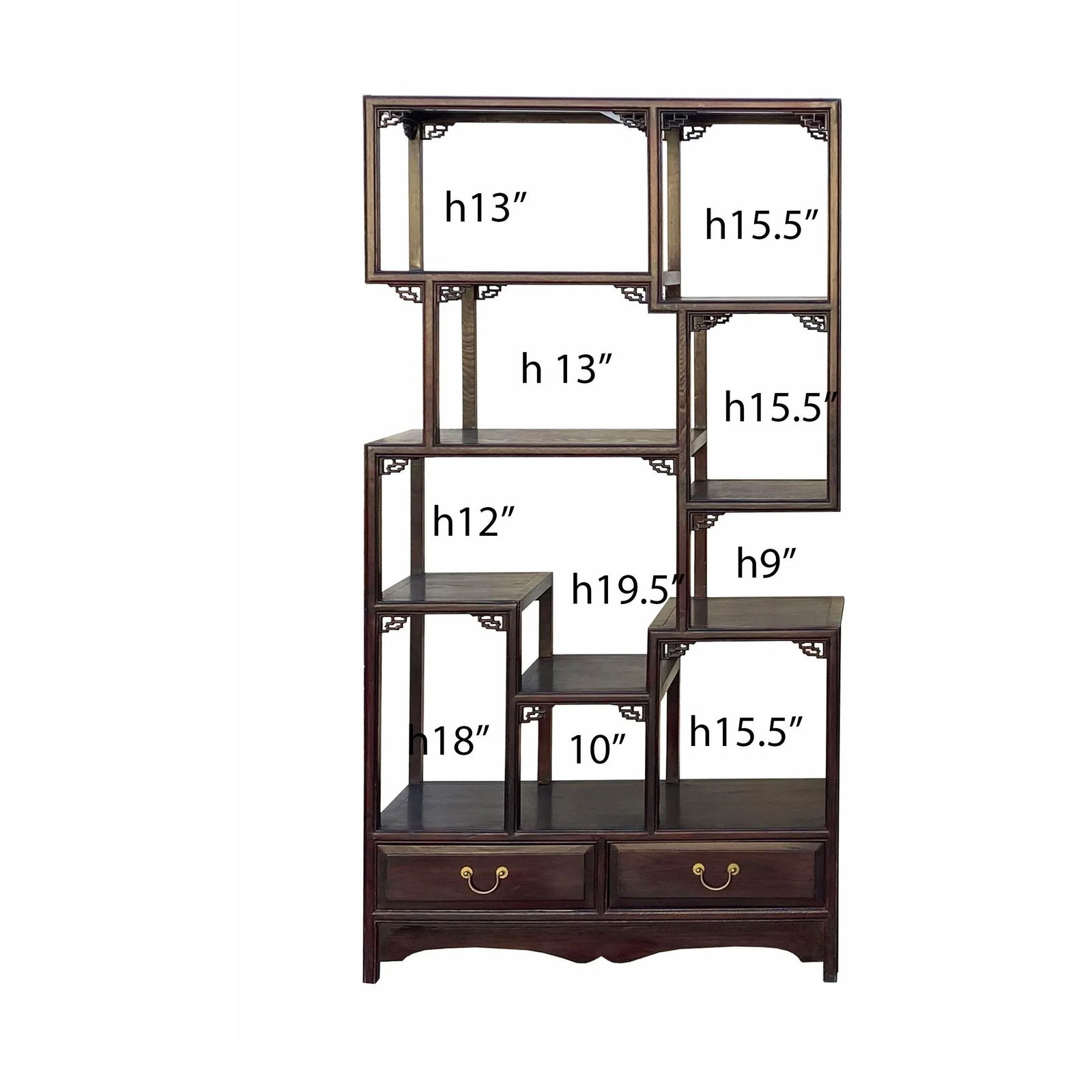 Chinese Brown Stain Treasure Display Curio Cabinet Room Divider - 6