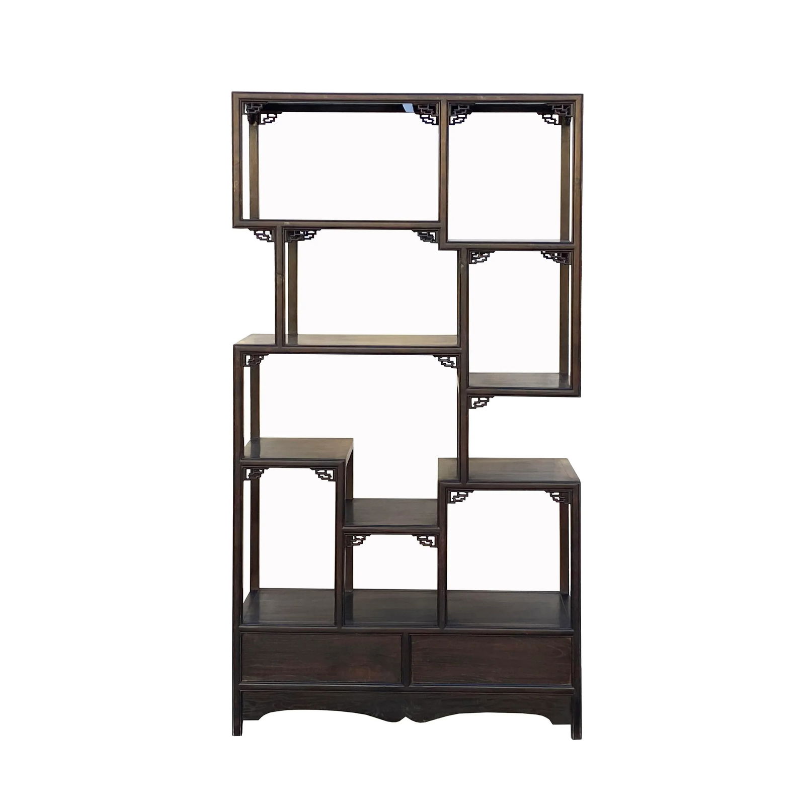 Chinese Brown Stain Treasure Display Curio Cabinet Room Divider - 7