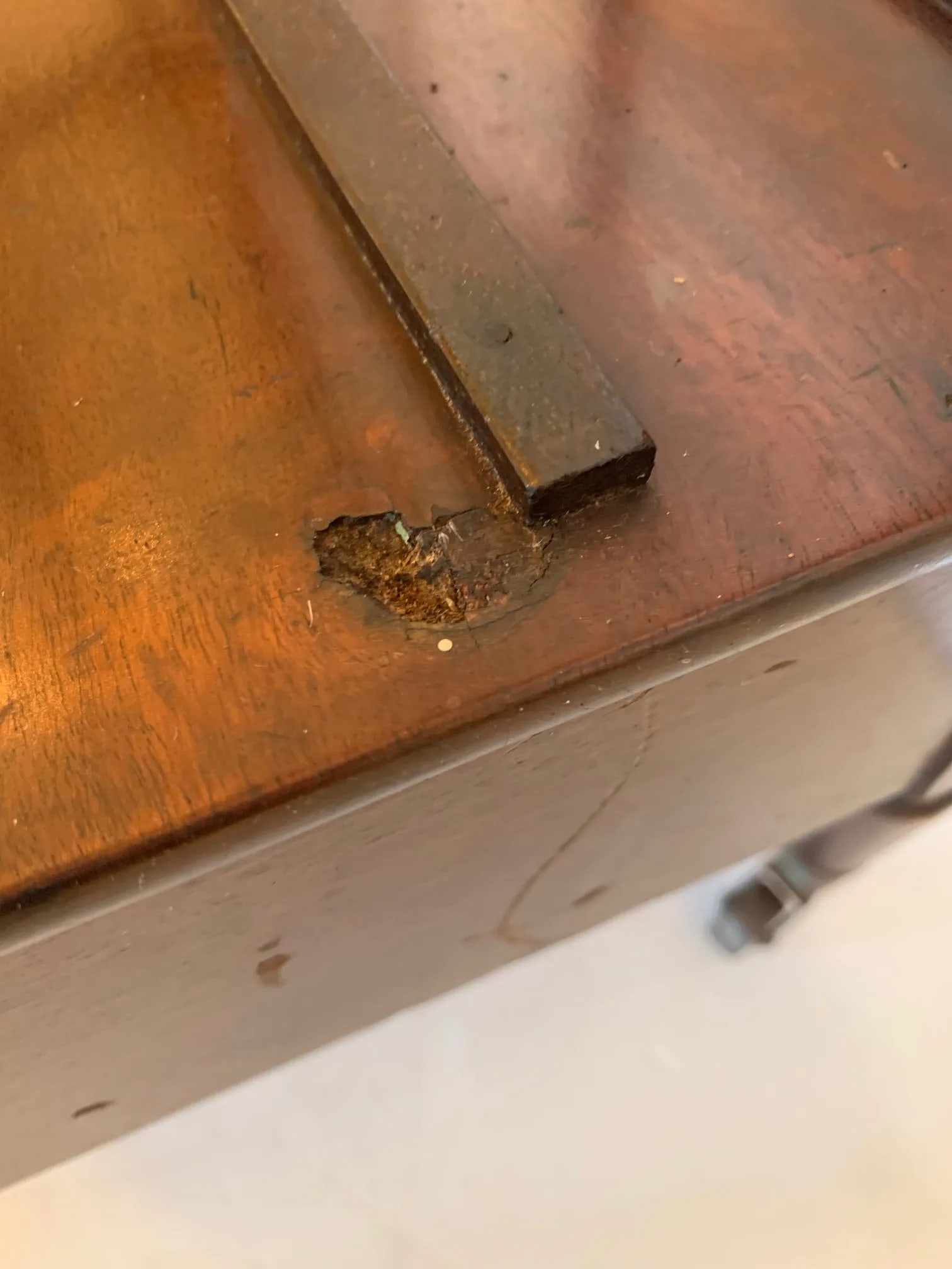 Vintage Mahogany Canterbury Magazine Holder With Single Drawer - 11