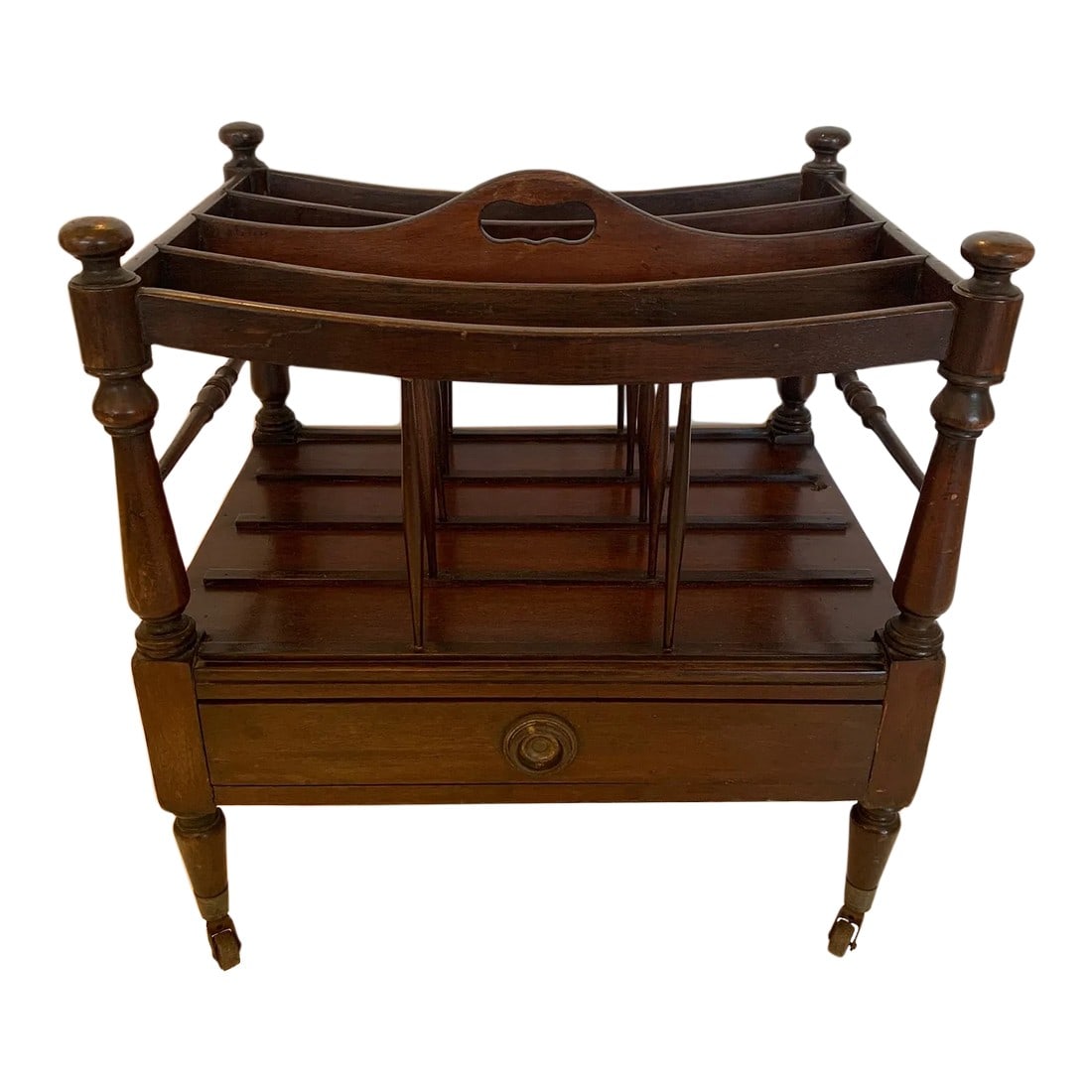 Vintage Mahogany Canterbury Magazine Holder With Single Drawer (1 of 12)