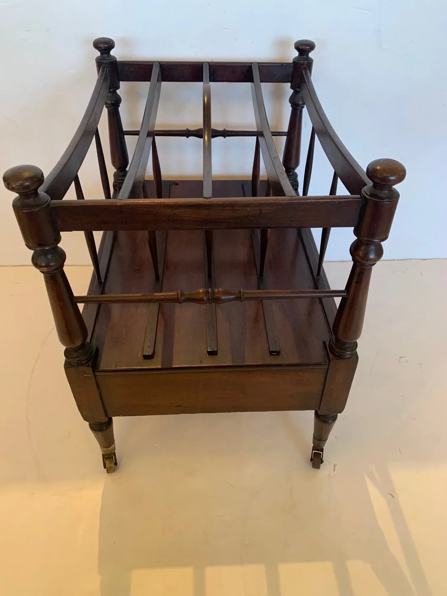 Vintage Mahogany Canterbury Magazine Holder With Single Drawer - 2