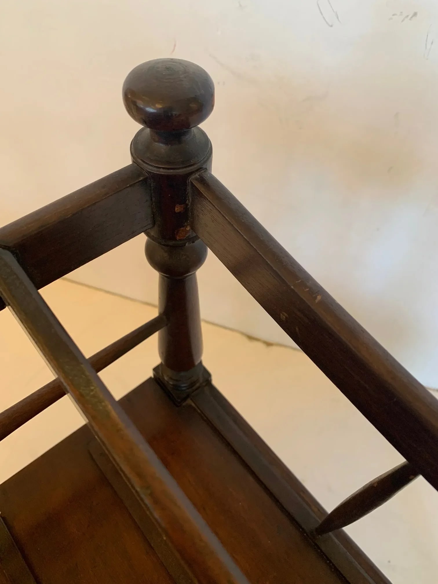 Vintage Mahogany Canterbury Magazine Holder With Single Drawer - 6