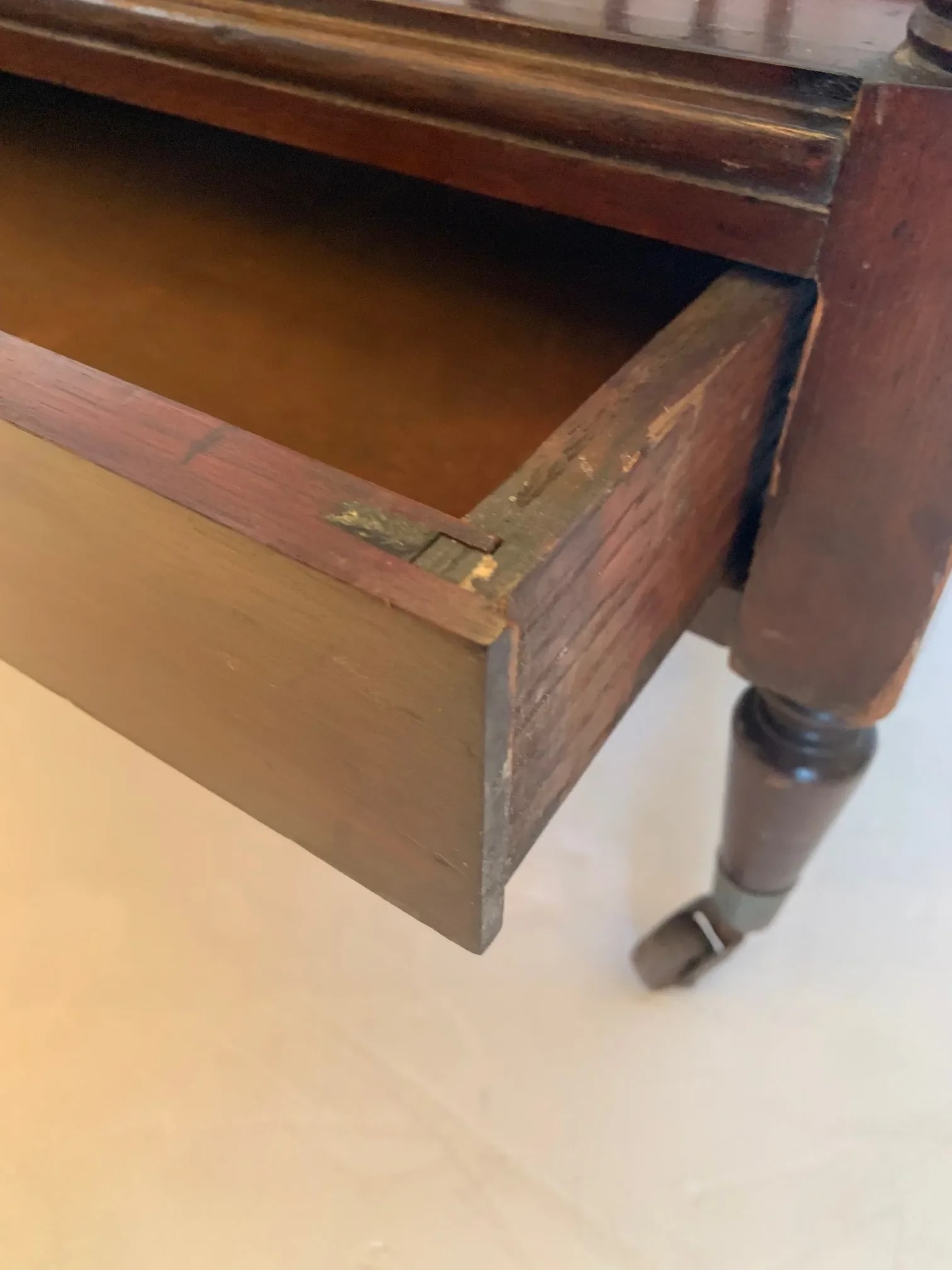 Vintage Mahogany Canterbury Magazine Holder With Single Drawer - 8