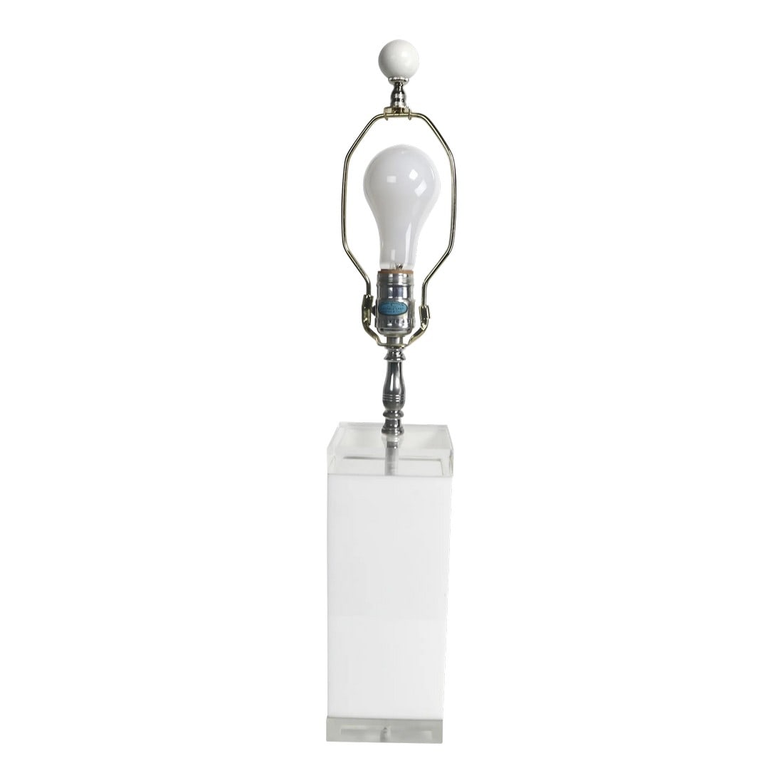 Postmodern Lucite Table Lamp by George Bullio: Chic Post Modern Hollywood Regency table lamp of clear and white lucite, by George Bullio, circa 1960's. Condition: Alterations: Original Condition Unaltered Imperfections: Some Imperfections