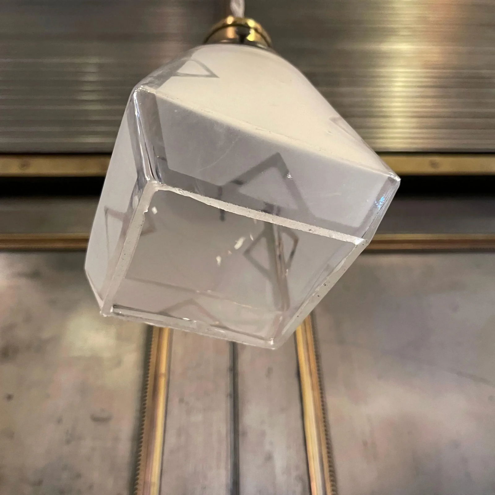 Mid 20th Century Arts & Crafts Faceted Frosted Glass Pendant Light - 7