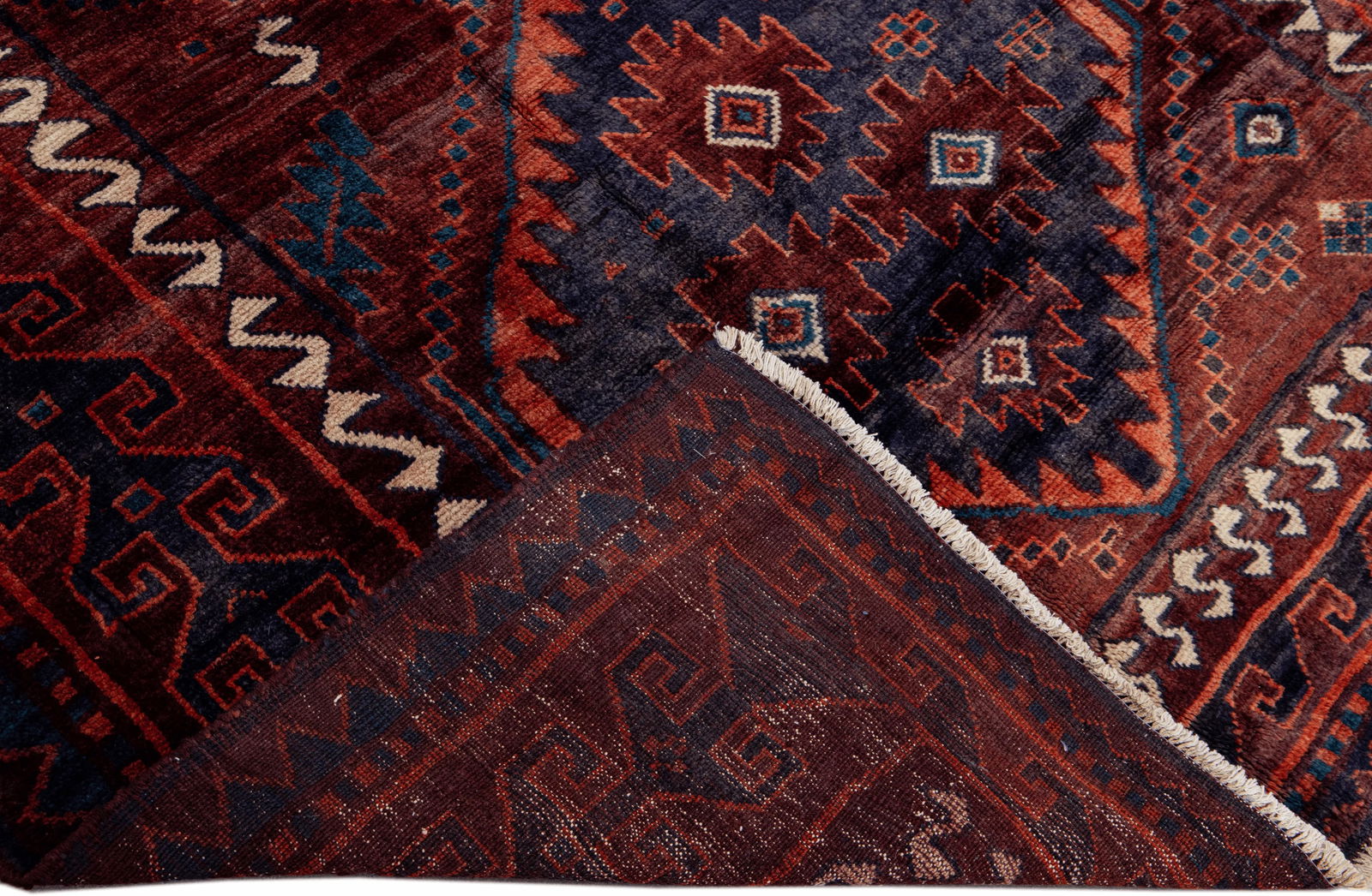 Vintage Handmade Persian Red Geometric Wool Rug 5'9" X 6'10" - 2