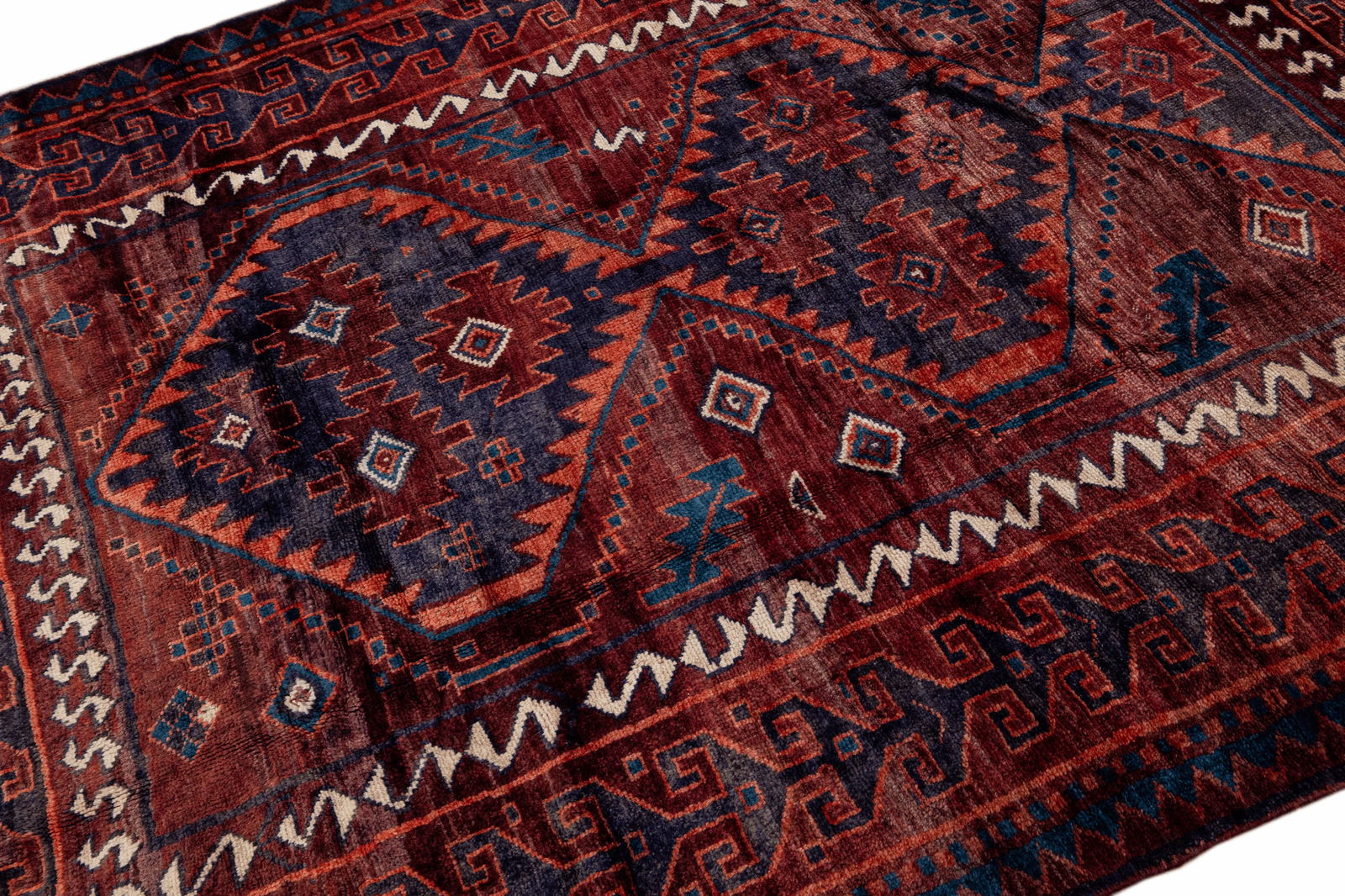 Vintage Handmade Persian Red Geometric Wool Rug 5'9" X 6'10" - 3