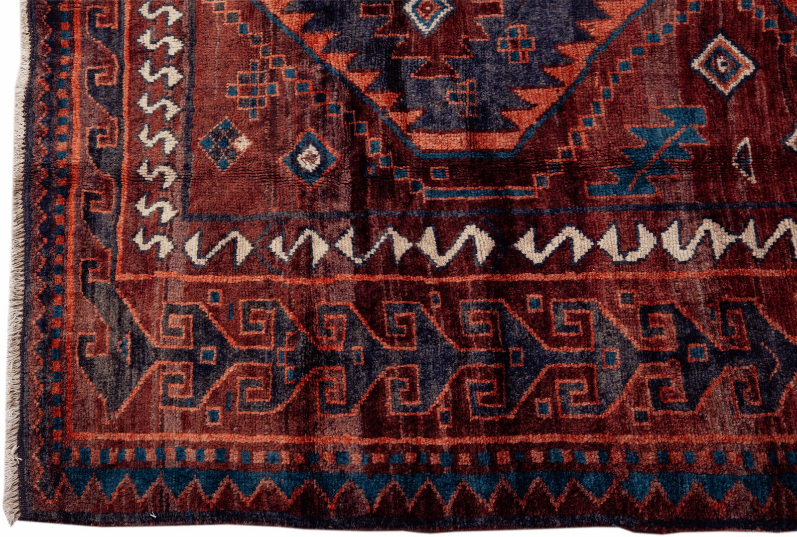 Vintage Handmade Persian Red Geometric Wool Rug 5'9" X 6'10" - 4