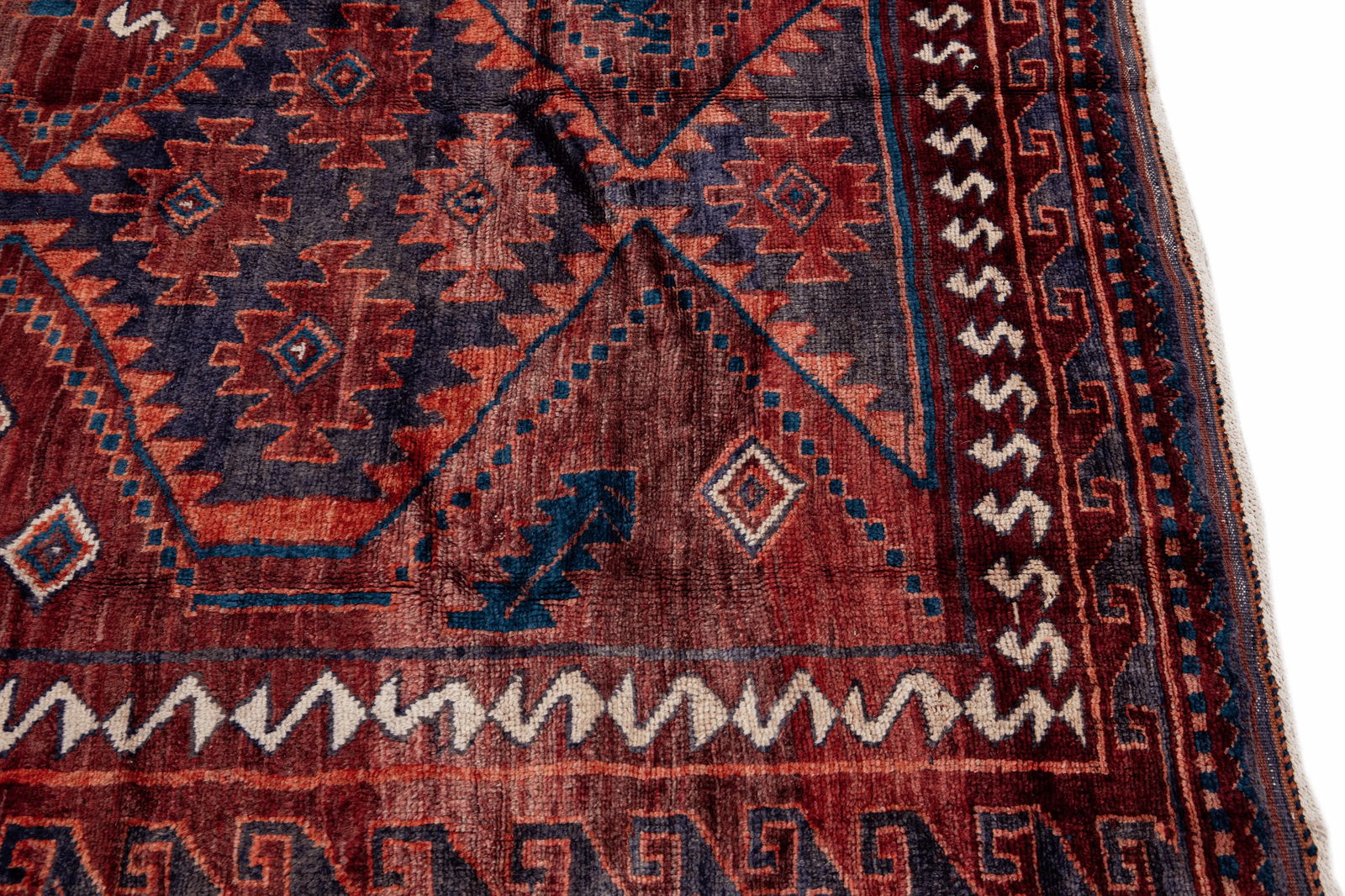 Vintage Handmade Persian Red Geometric Wool Rug 5'9" X 6'10" - 6