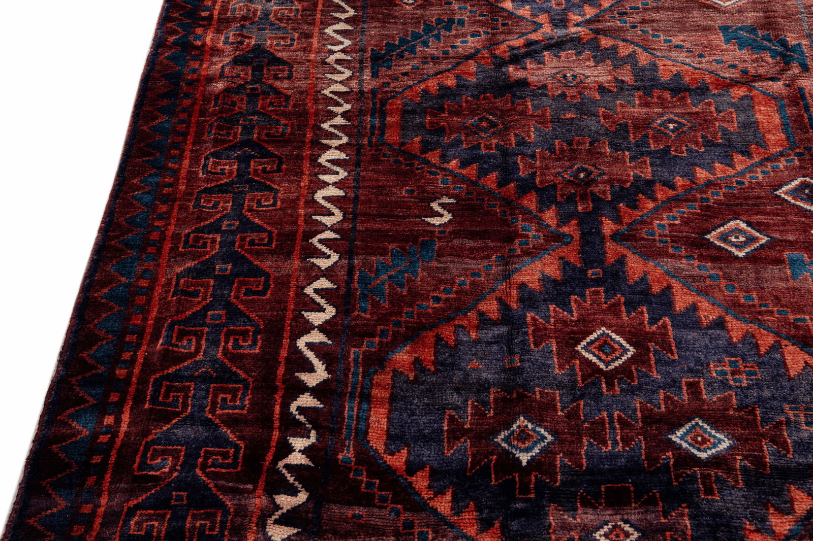 Vintage Handmade Persian Red Geometric Wool Rug 5'9" X 6'10" - 9