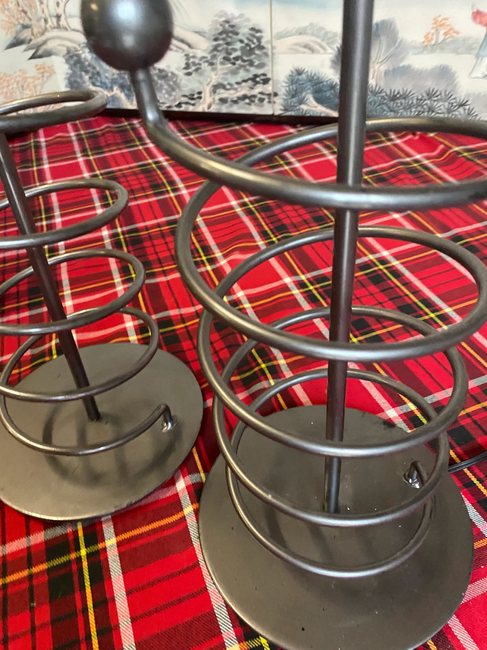 1970s Minimalist Metal Spiral Lamps - a Pair - 4