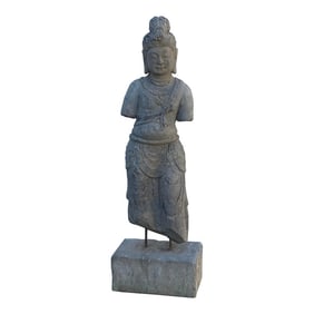 Chinese Stone Standing on Base Kwan Yin Tara Bodhisattva Statue