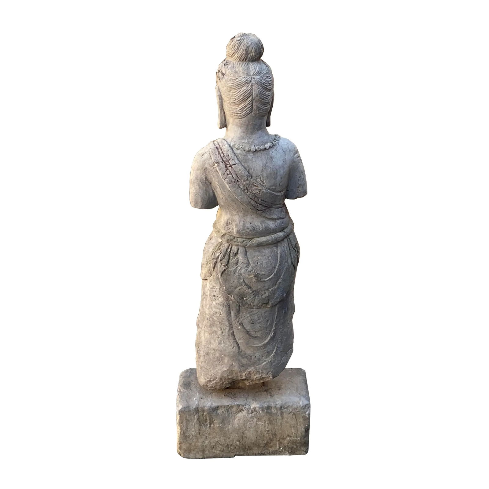 Chinese Stone Standing on Base Kwan Yin Tara Bodhisattva Statue - 4