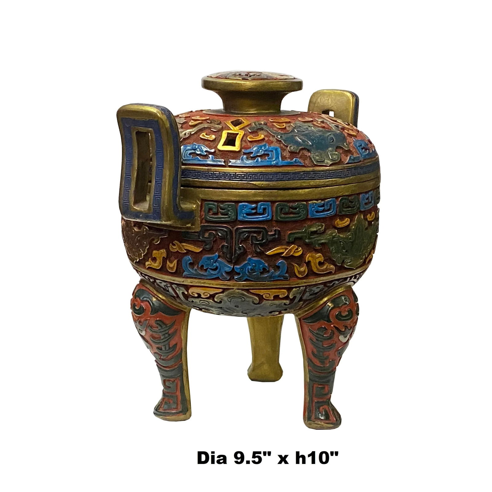 Chinese MIX Color Red Resin Lacquer Round Ding Display Art - 2