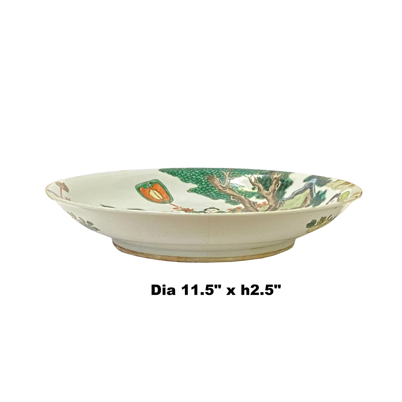 Chinese Distressed Off White Porcelain People Scenery Painting Plate - 2