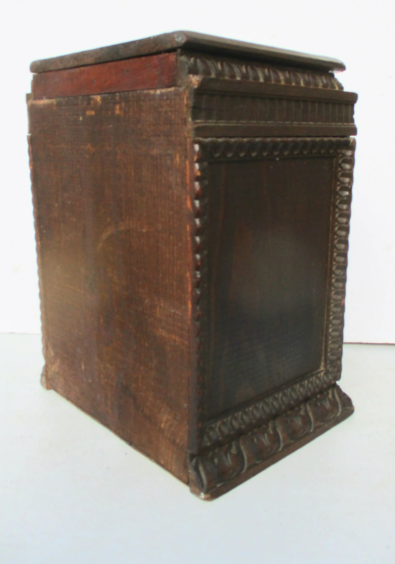 Early 20th Century Folk Art Wooden Roll-Top Storage Box - 2