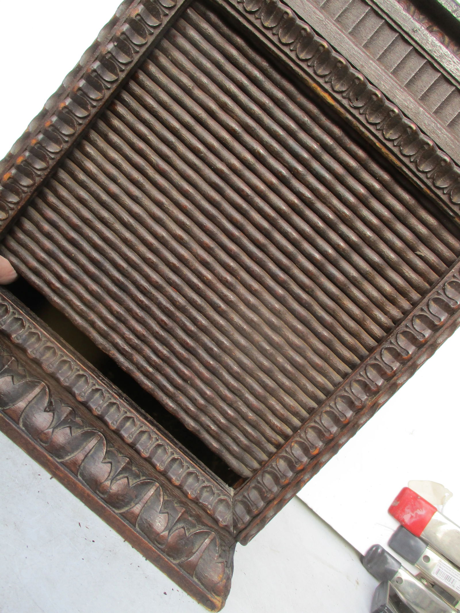 Early 20th Century Folk Art Wooden Roll-Top Storage Box - 7