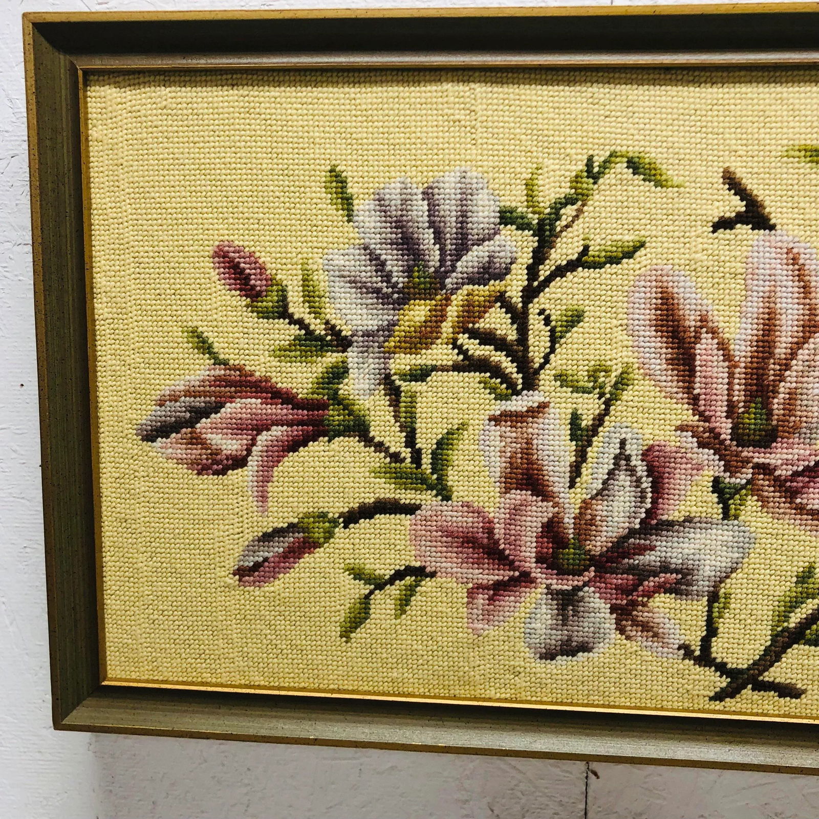 Mid Century Framed Needlepoint of Lilies - 10