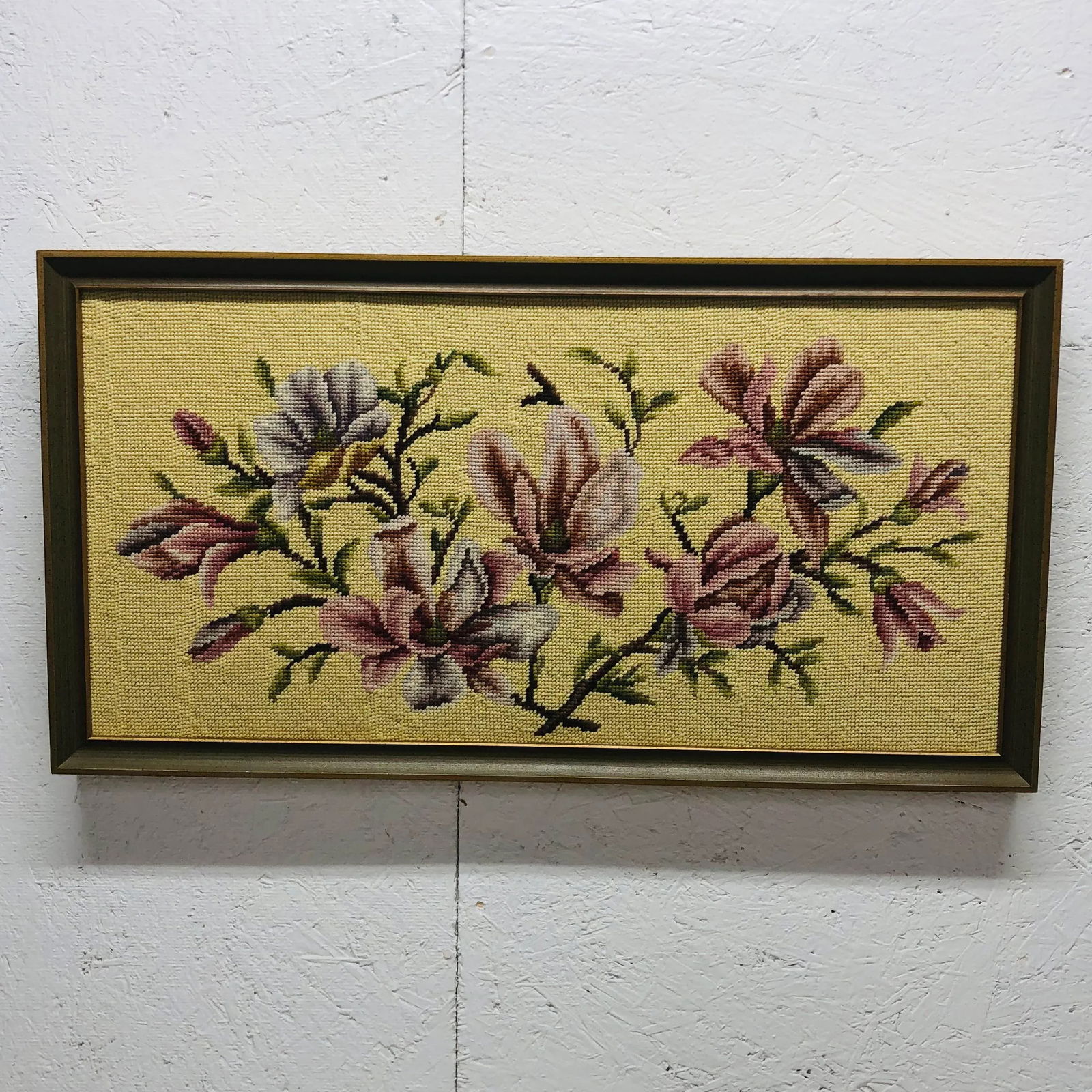 Mid Century Framed Needlepoint of Lilies - 2