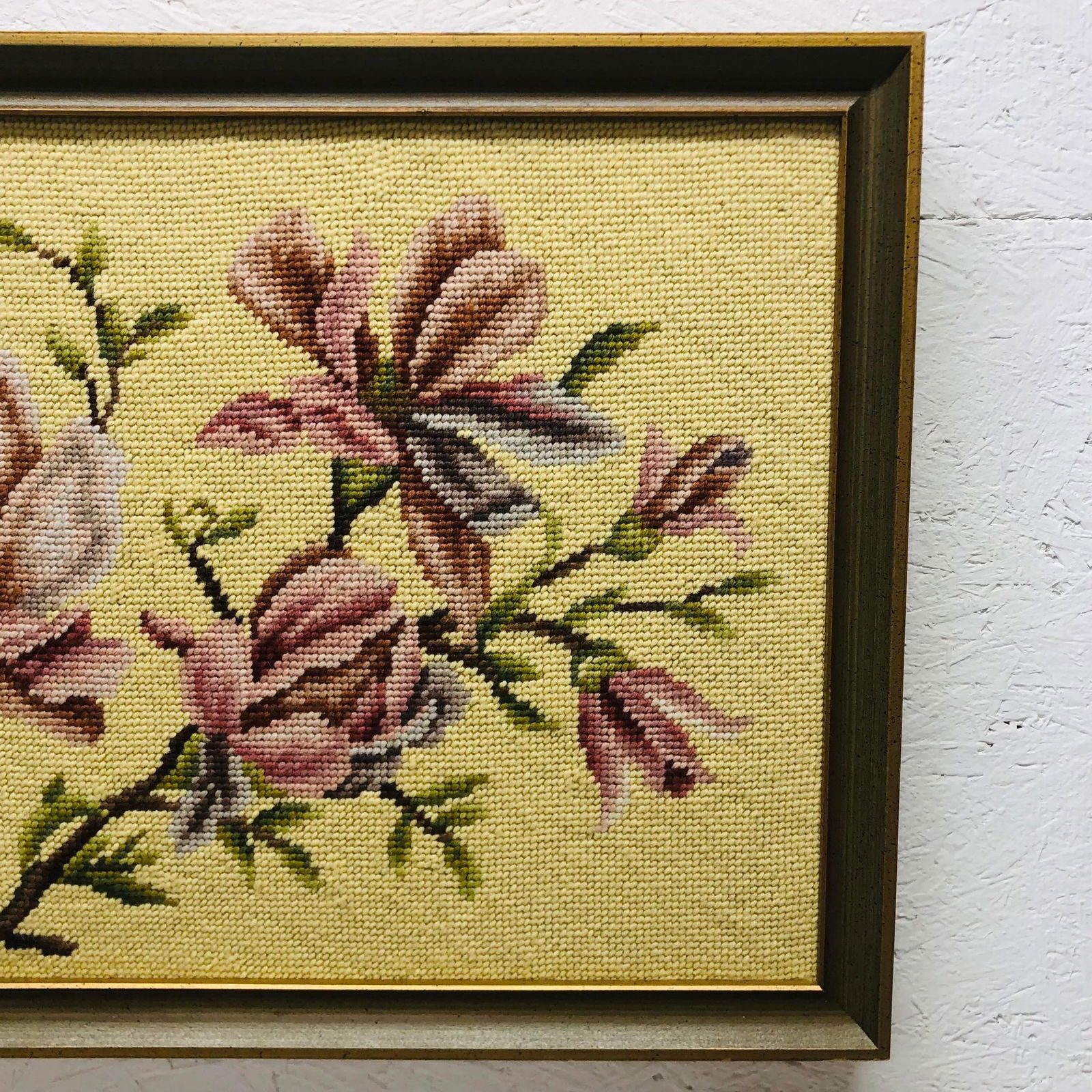 Mid Century Framed Needlepoint of Lilies - 4