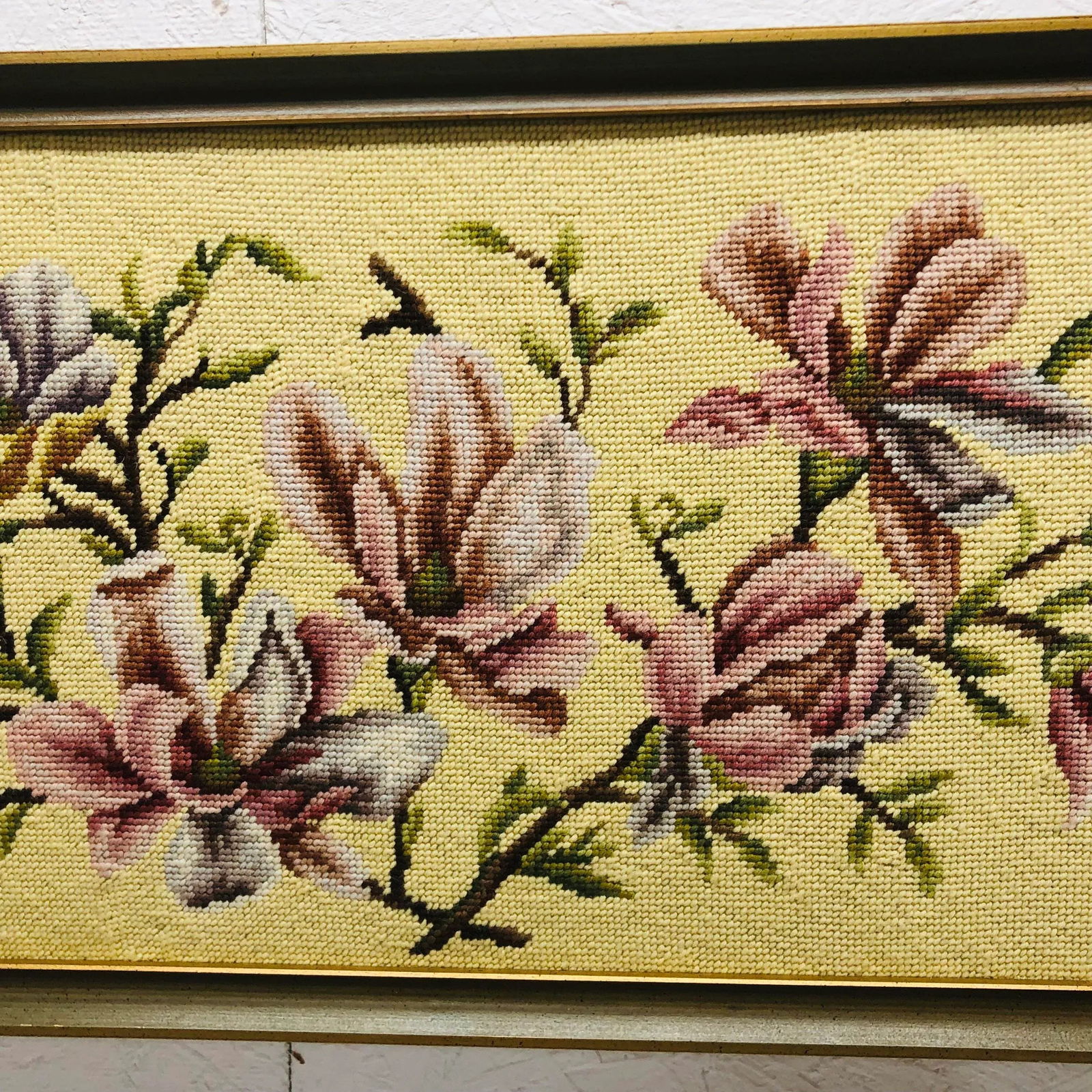 Mid Century Framed Needlepoint of Lilies - 6