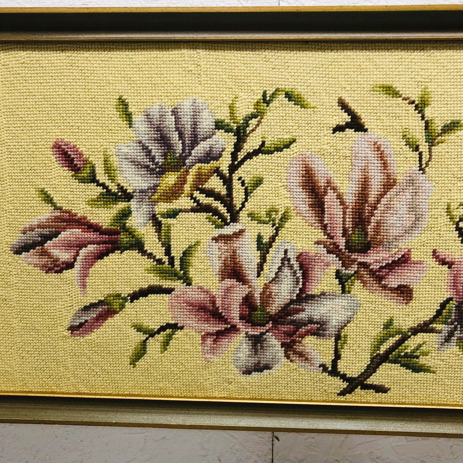 Mid Century Framed Needlepoint of Lilies - 8