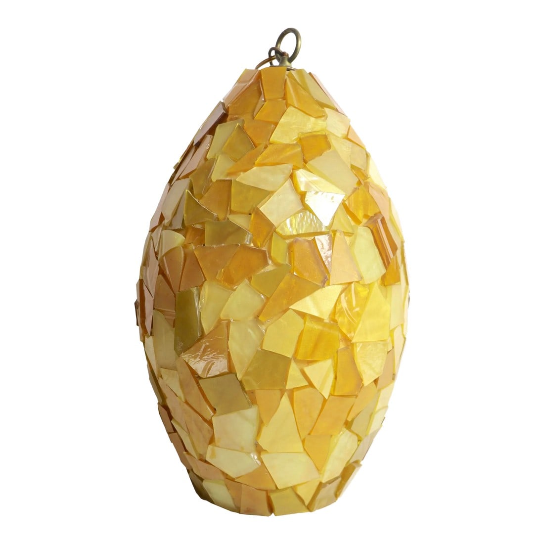 Plastic Nugget Hanging Pendant Chandelier Made in Usa Ca. 1950/1970's: Fun, funky plastic nugget pendant fixture, in very good, original, clean and working condition. The chandelier, is of oblong form, with translucent shards of yellow politic applied to plastic ground.