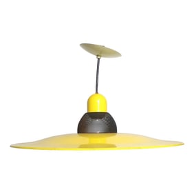 Memphis Style Chandelier Marked Luminaire Csa in Yellow and Black Ca.1980's