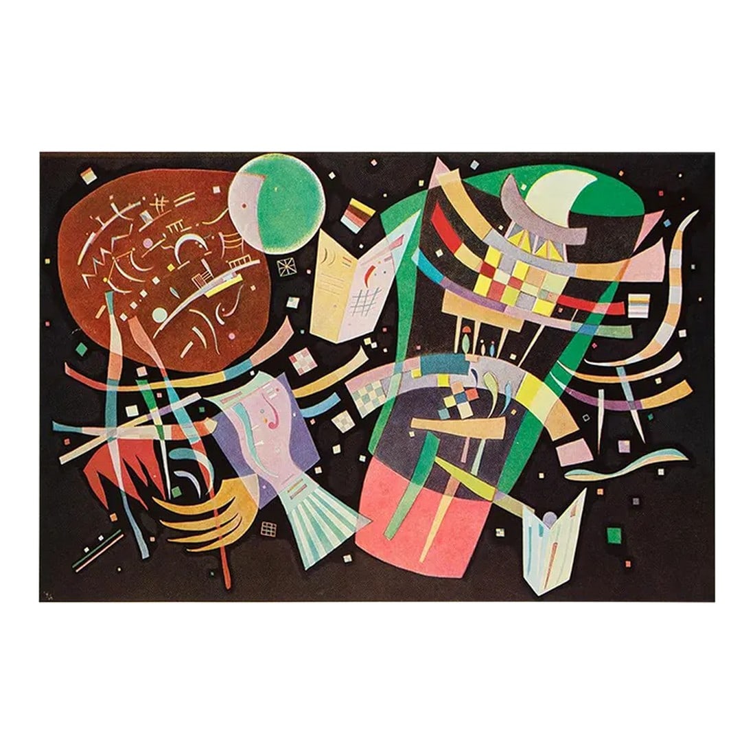 1960 After Wassily Kandinsky "Composition X", Vintage First Edition Full-Color Print: An excellent vintage First Edition full-color print of painting "Composition X" (1939) by Wassily Kandinsky (1866-1944). Printed on one side. Hand tipped-in on a board of heavy paper. Information