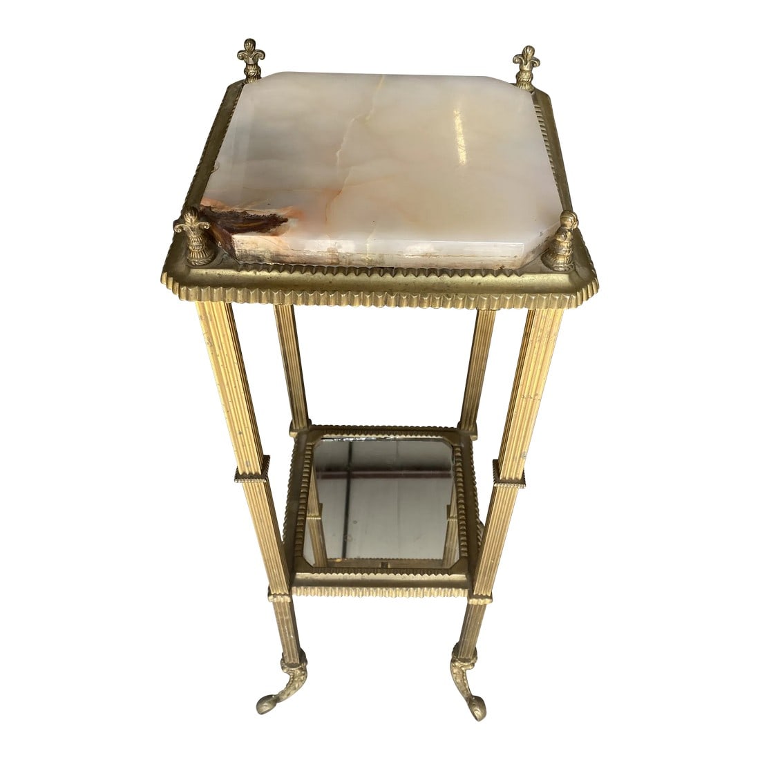 1970s Vintage Brass and Marble Footed Side Table (1 of 9)