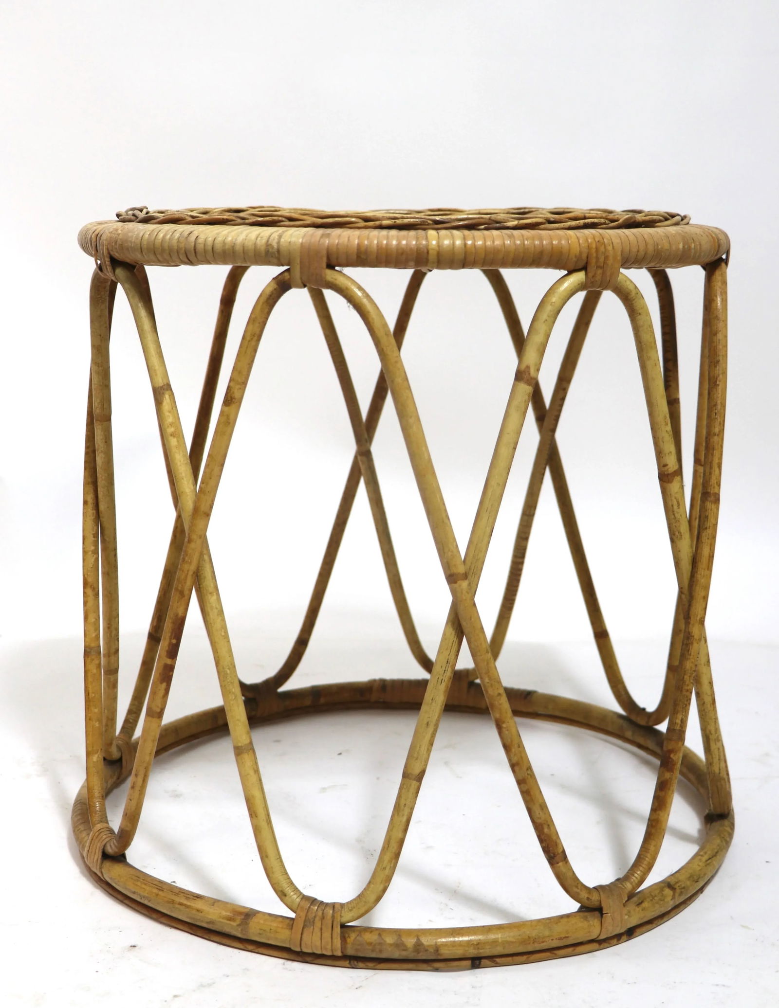 Bamboo and Wicker Drum Table - 5