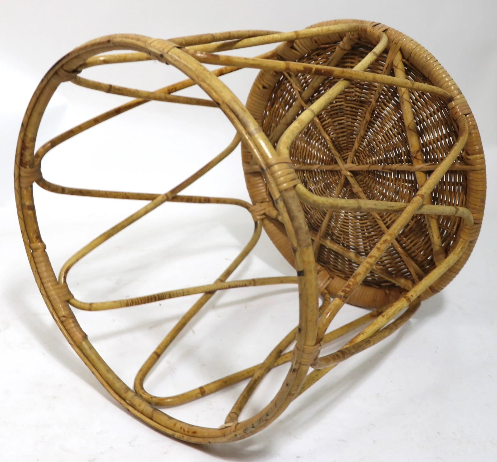 Bamboo and Wicker Drum Table - 8