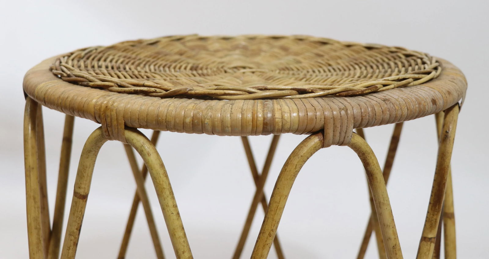 Bamboo and Wicker Drum Table - 9