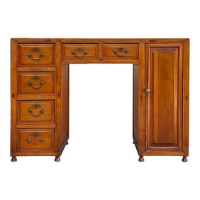 Chinese Vintage Brown Wood Editor Office Writing Desk Table