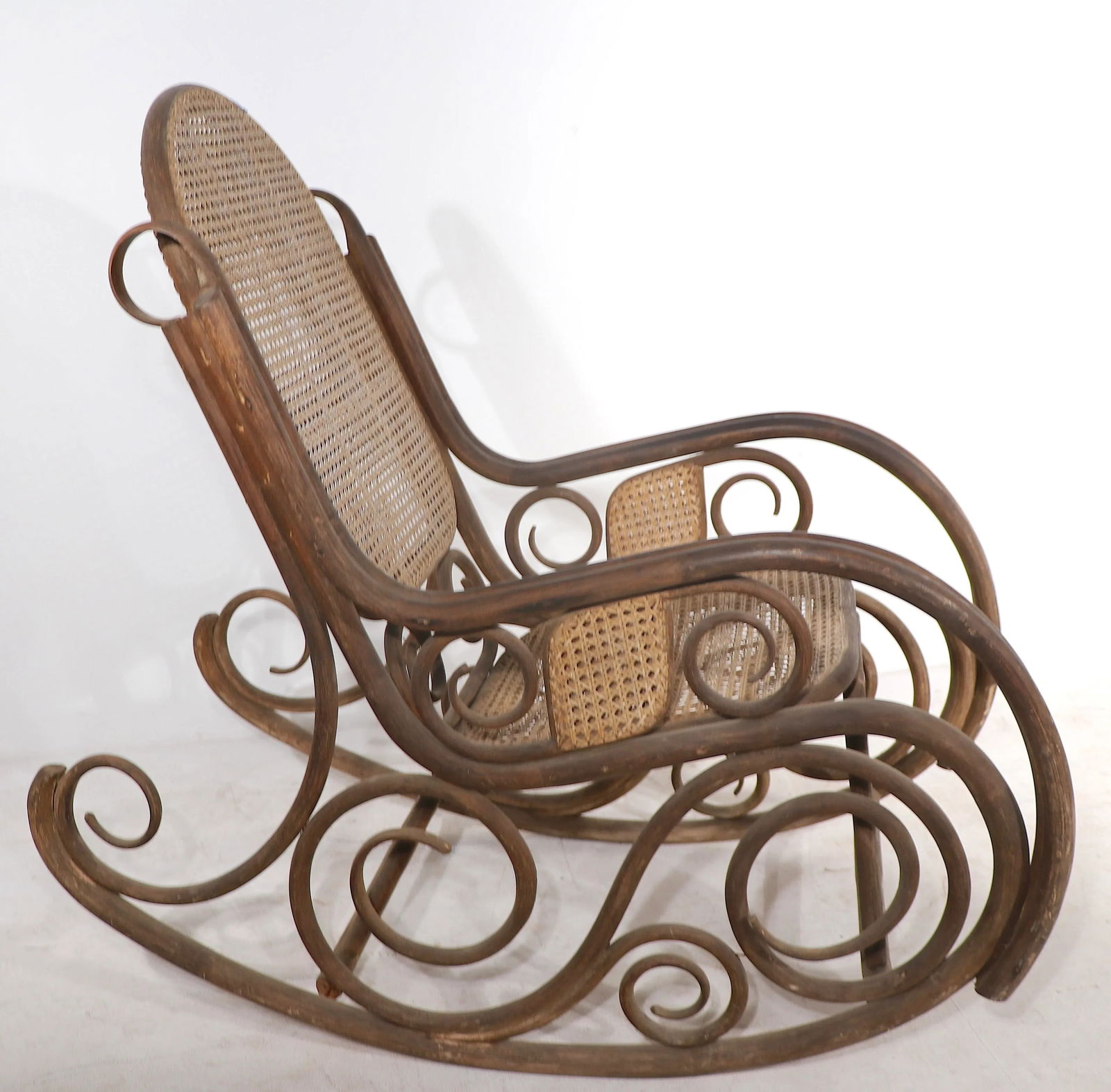 Oversize Bentwood Thonet Style Rocking Chair as Is - 11