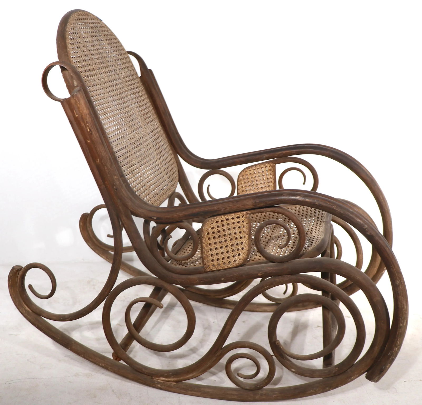 Oversize Bentwood Thonet Style Rocking Chair as Is - 3