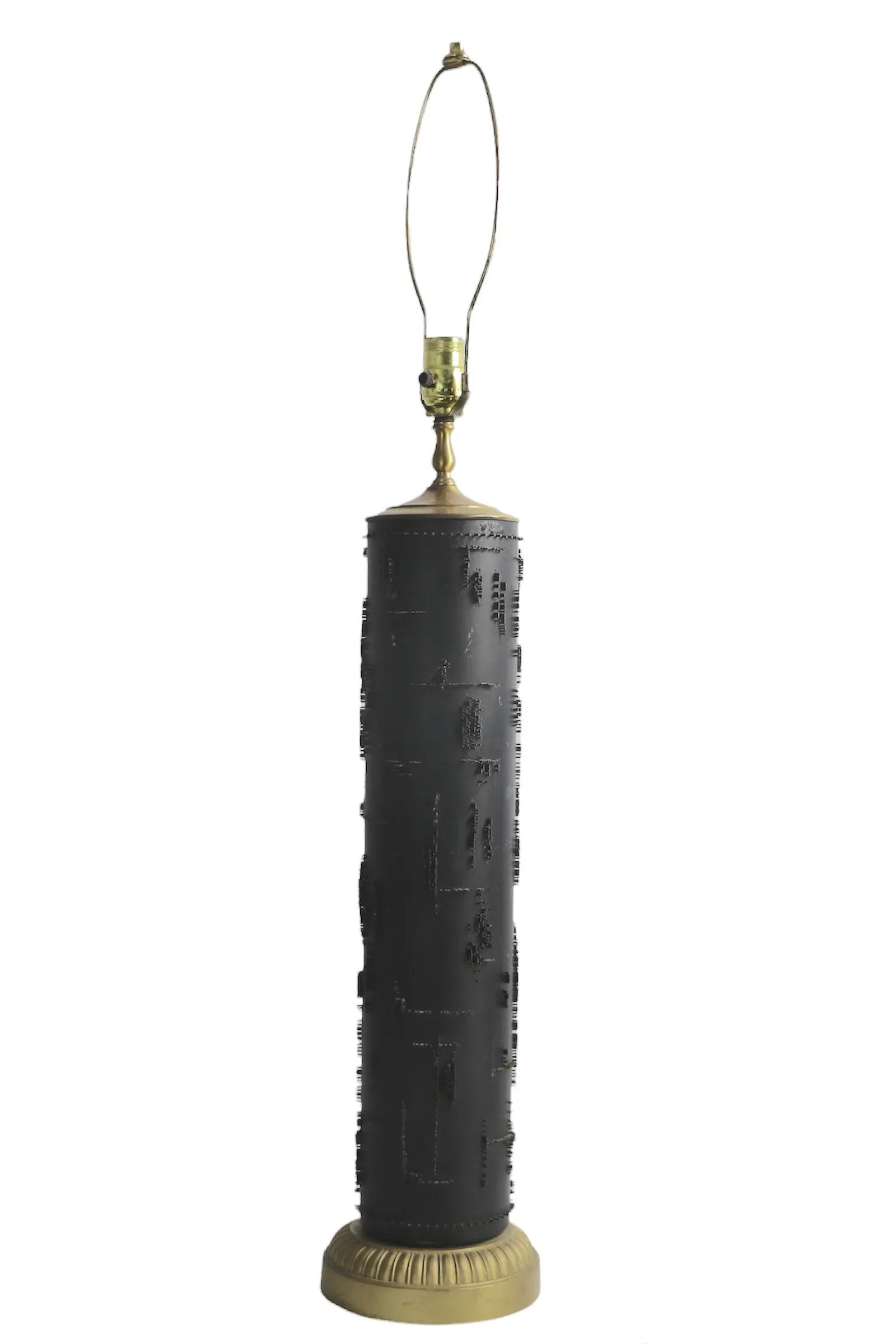 French Wall Paper Roller Table Lamp in Black Finish Ca 1940/1960's - 4