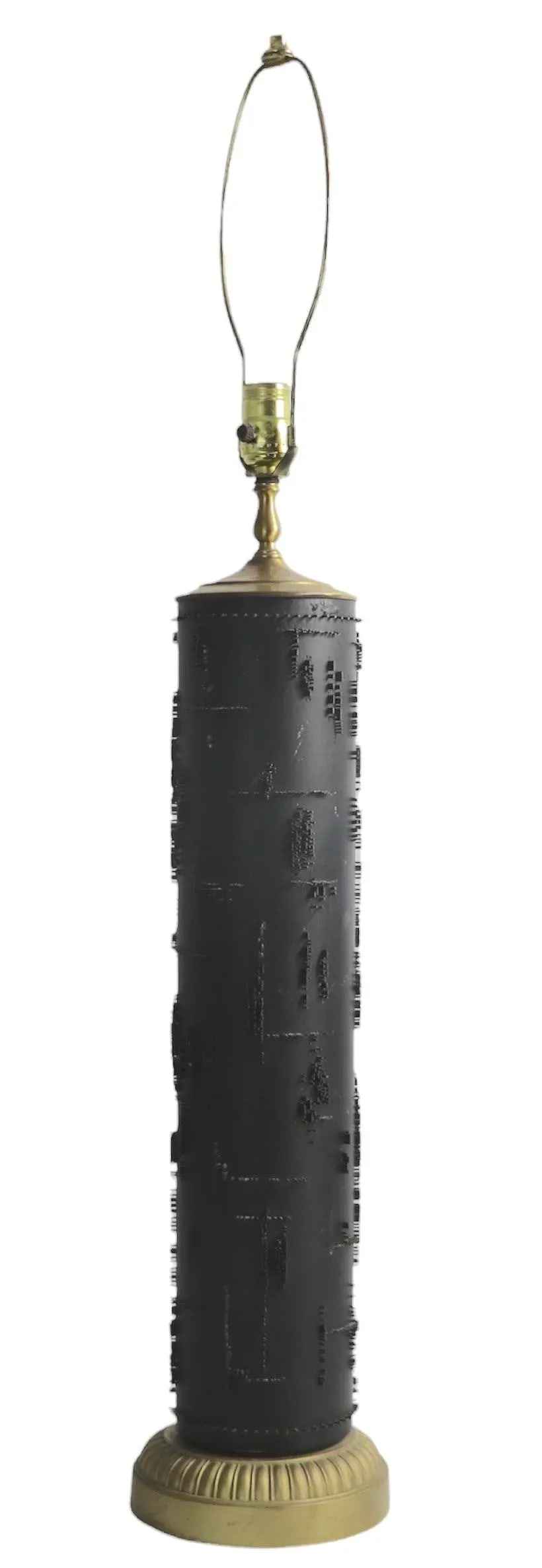 French Wall Paper Roller Table Lamp in Black Finish Ca 1940/1960's - 5