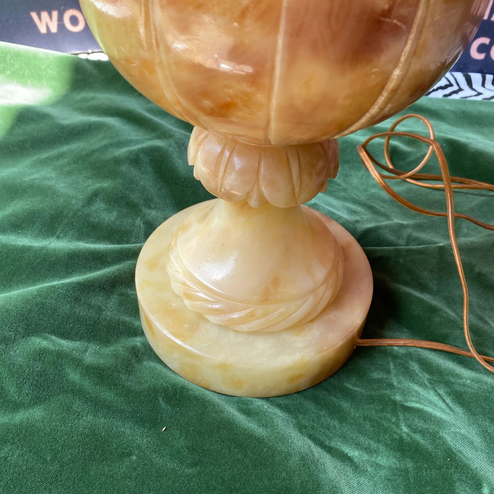 1970s Large Hand Carved Marble Lamp - 3