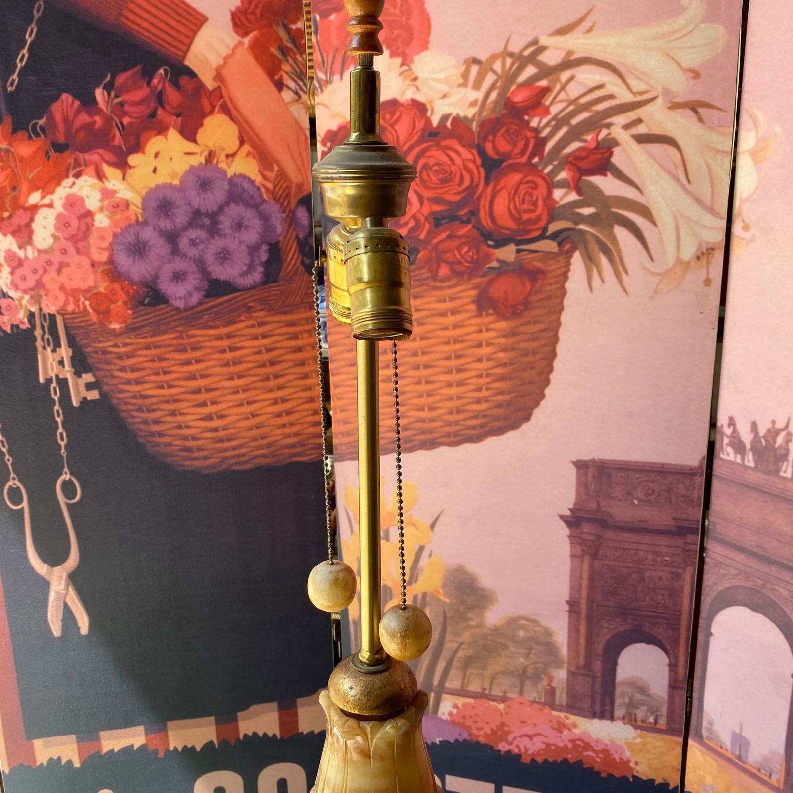 1970s Large Hand Carved Marble Lamp - 6