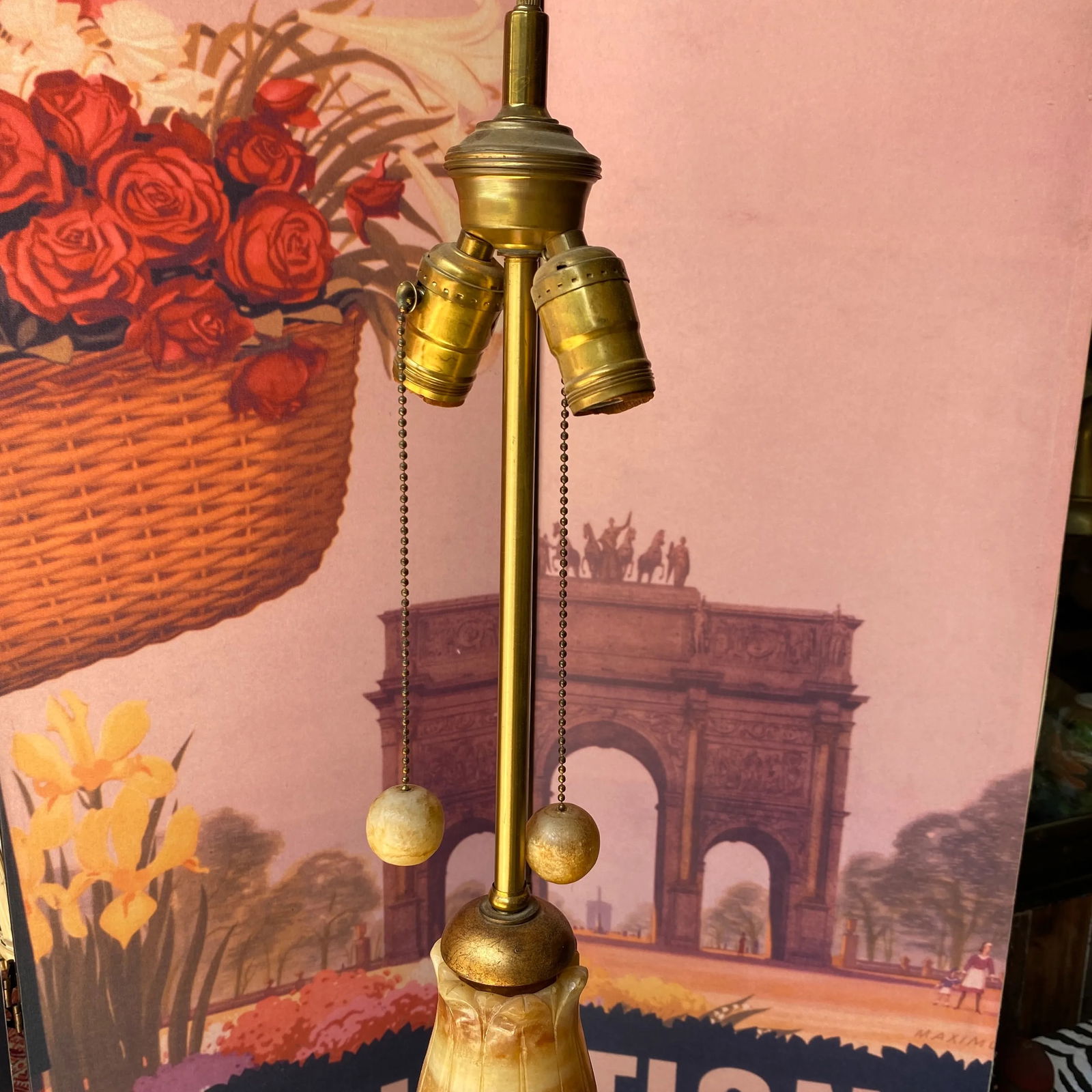 1970s Large Hand Carved Marble Lamp - 7