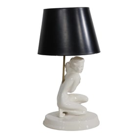 White Ceramic Nude Female Table Lamp Made in Usa Ca. 1950/1960's