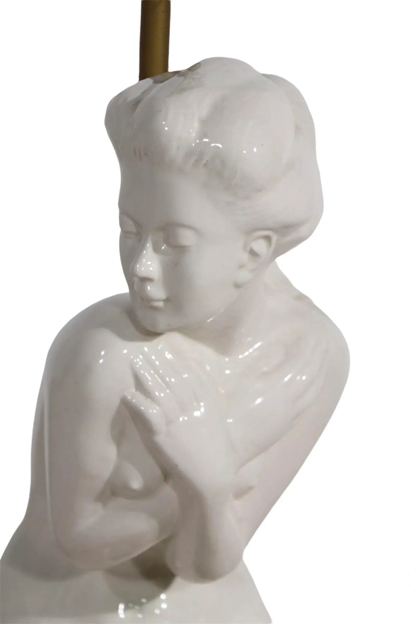 White Ceramic Nude Female Table Lamp Made in Usa Ca. 1950/1960's - 5