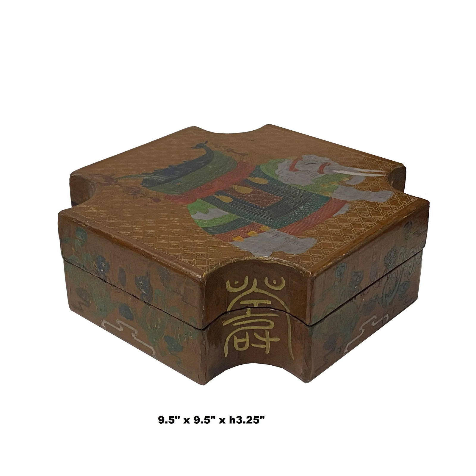 Chinese Light Copper Brown Elephant Graphic Box - 2