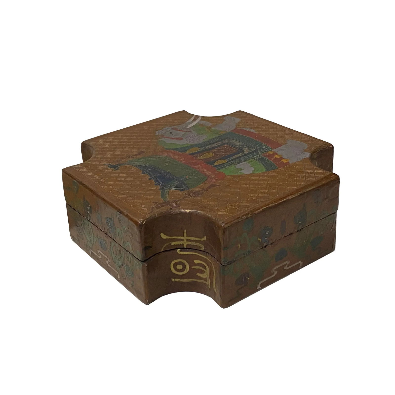 Chinese Light Copper Brown Elephant Graphic Box - 3