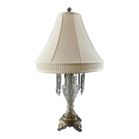 Vintage 1960s Lamp With Glass and Brass Base