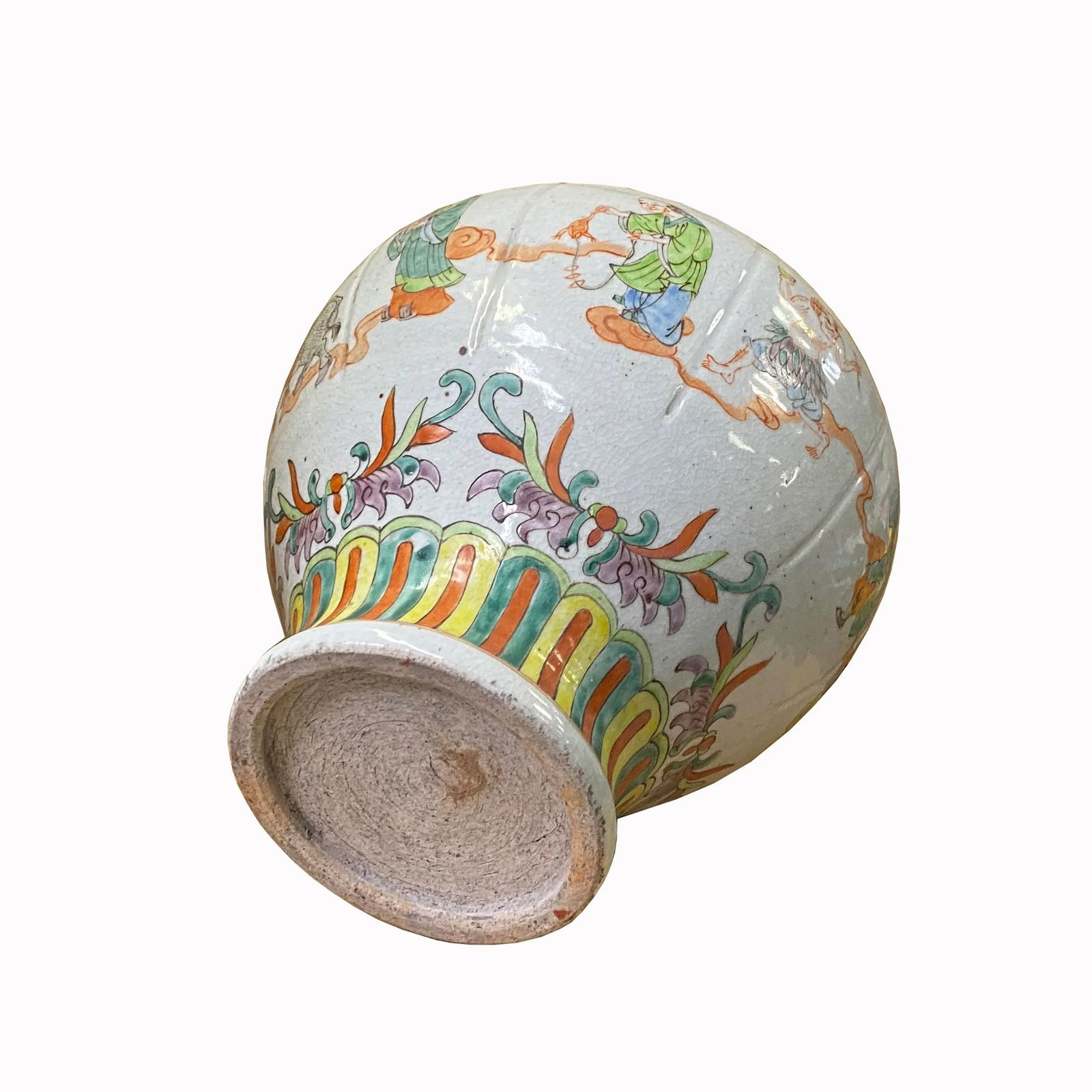 Chinese Oriental Eight Immortals Off White Beige Color Ceramic Vase - 5