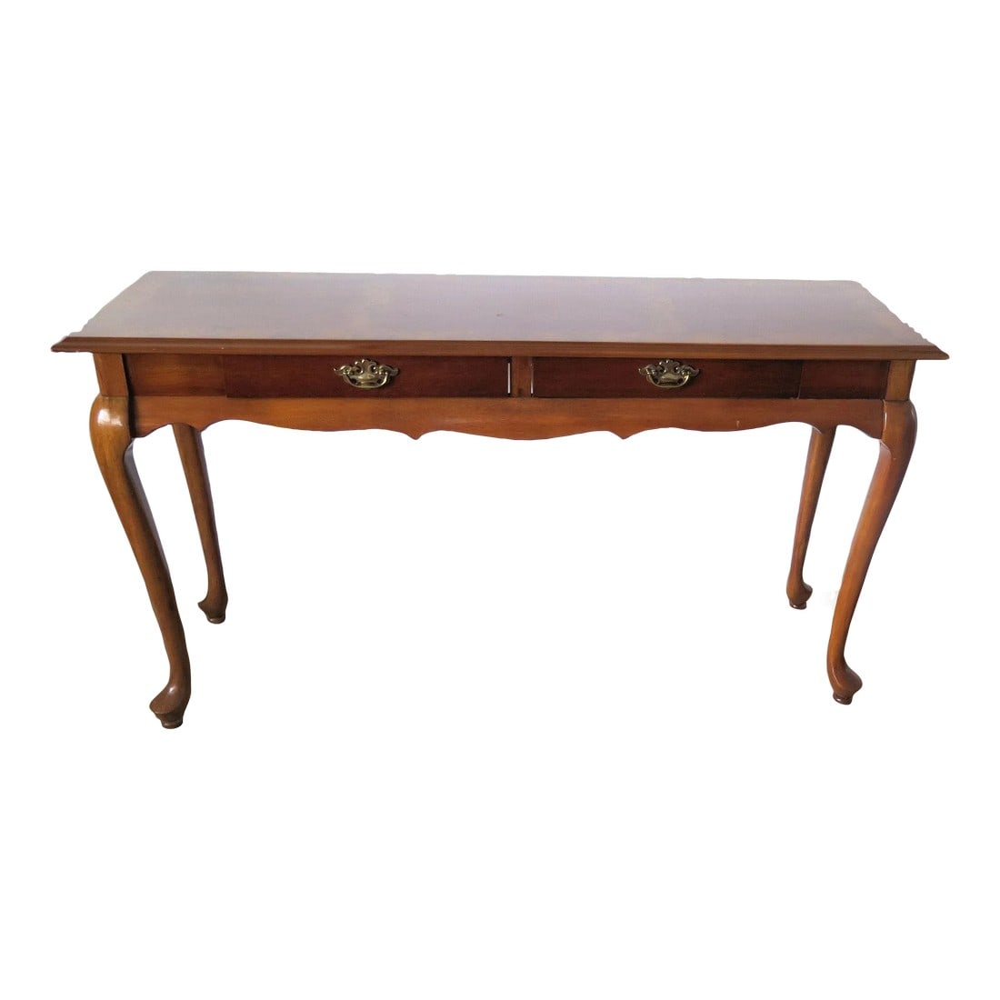 1970s Vintage Queen Anne Style Burl Wood Edge Toped Table (1 of 6)