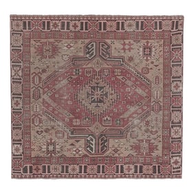 Caucasian Kazak Rug With Tribal Geometric Medallion 5'5'' X 6'