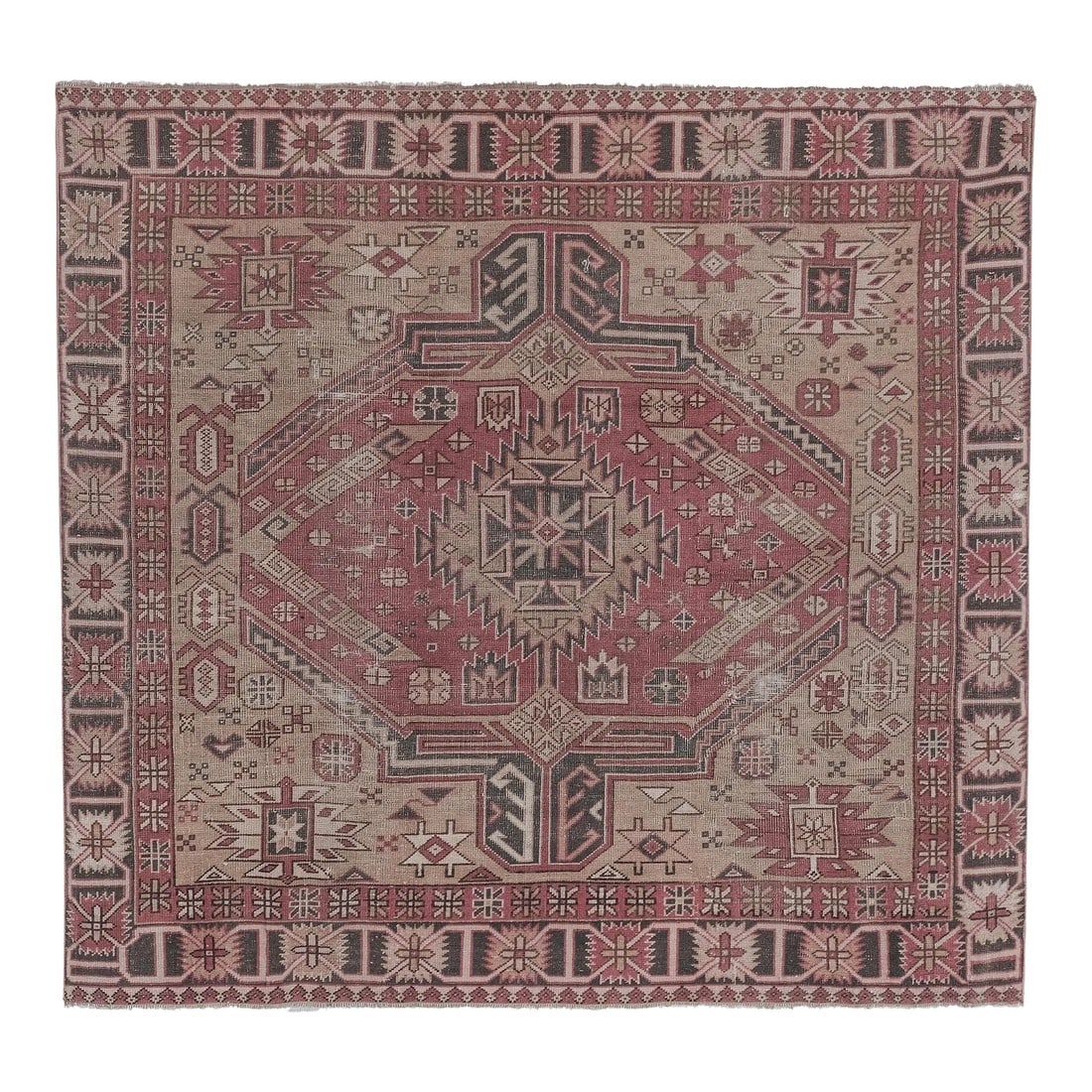 Caucasian Kazak Rug With Tribal Geometric Medallion 5'5'' X 6': Caucasian Kazak Rug With Tribal Geometric Medallion 5'5'' X 6' 64.9" x 72" / 165 x 183 Cm Hand woven with high quality pure wool Excellent condition From TURKEY Works well with all styles of home